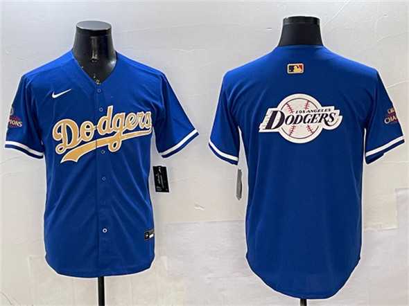 Mens Los Angeles Dodgers Team Big Logo Royal 2025 Gold Collection Limited Stitched Jersey